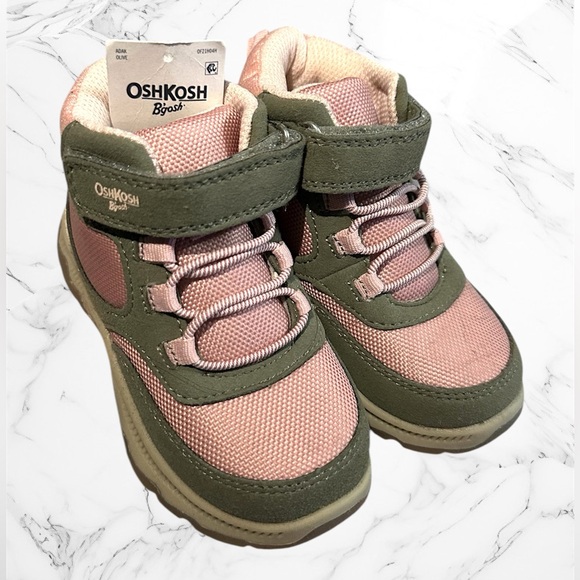 OshKosh B'gosh Other - OshKosh Toddler Girl Pink Olive Adak Hiking Boots Size 7 Snow Ankle Boots